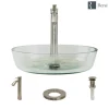 Rene 17" Round Glass Bathroom Sink, Crystal, with Faucet, R5-5024-R9-7006-BN