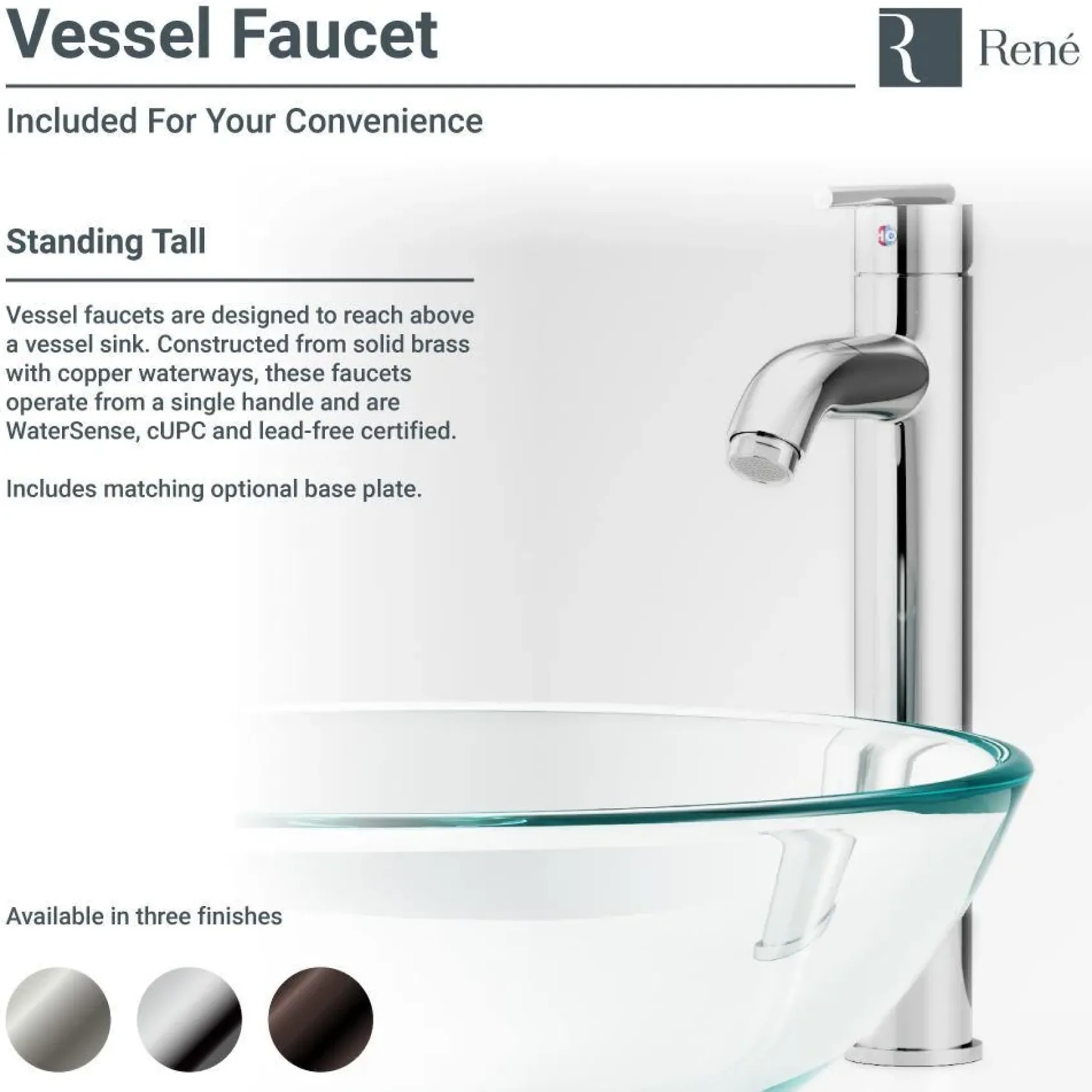 Rene 17" Round Glass Bathroom Sink, Frosted, with Faucet, R5-5002-R9-7001-C