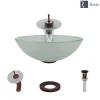Rene 17" Round Glass Bathroom Sink, Frosted, with Faucet, R5-5002-WF-ORB