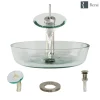 Rene 17" Round Glass Bathroom Sink, Crystal, with Faucet, R5-5024-WF-BN