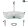 Rene 17" Round Glass Bathroom Sink, Crystal, with Faucet, R5-5024-R9-7006-C