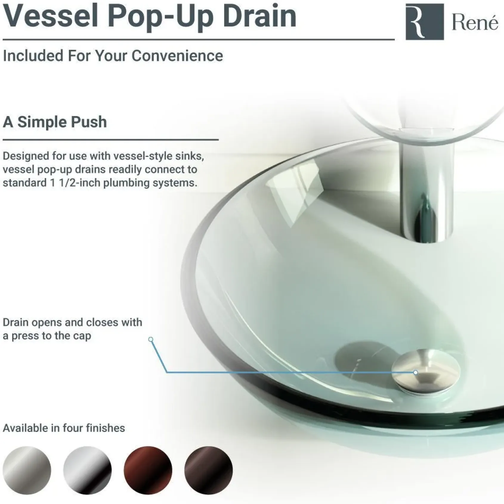 Rene 17" Round Glass Bathroom Sink, Noir, with Faucet, R5-5001-NOR-WF-ORB