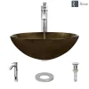 Rene 17" Round Glass Bathroom Sink, Regal Bronze and Earth Tones, with Faucet, R5-5035-R9-7006-C