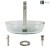Rene 17" Round Glass Bathroom Sink, Crystal, with Faucet, R5-5024-R9-7003-BN