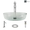 Rene 17" Round Glass Bathroom Sink, Crystal, with Faucet, R5-5024-R9-7001-C
