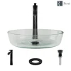 Rene 17" Round Glass Bathroom Sink, Crystal, with Faucet, R5-5024-R9-7006-ABR