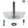 Rene 17" Round Glass Bathroom Sink, Crystal, with Faucet, R5-5024-R9-7001-ABR