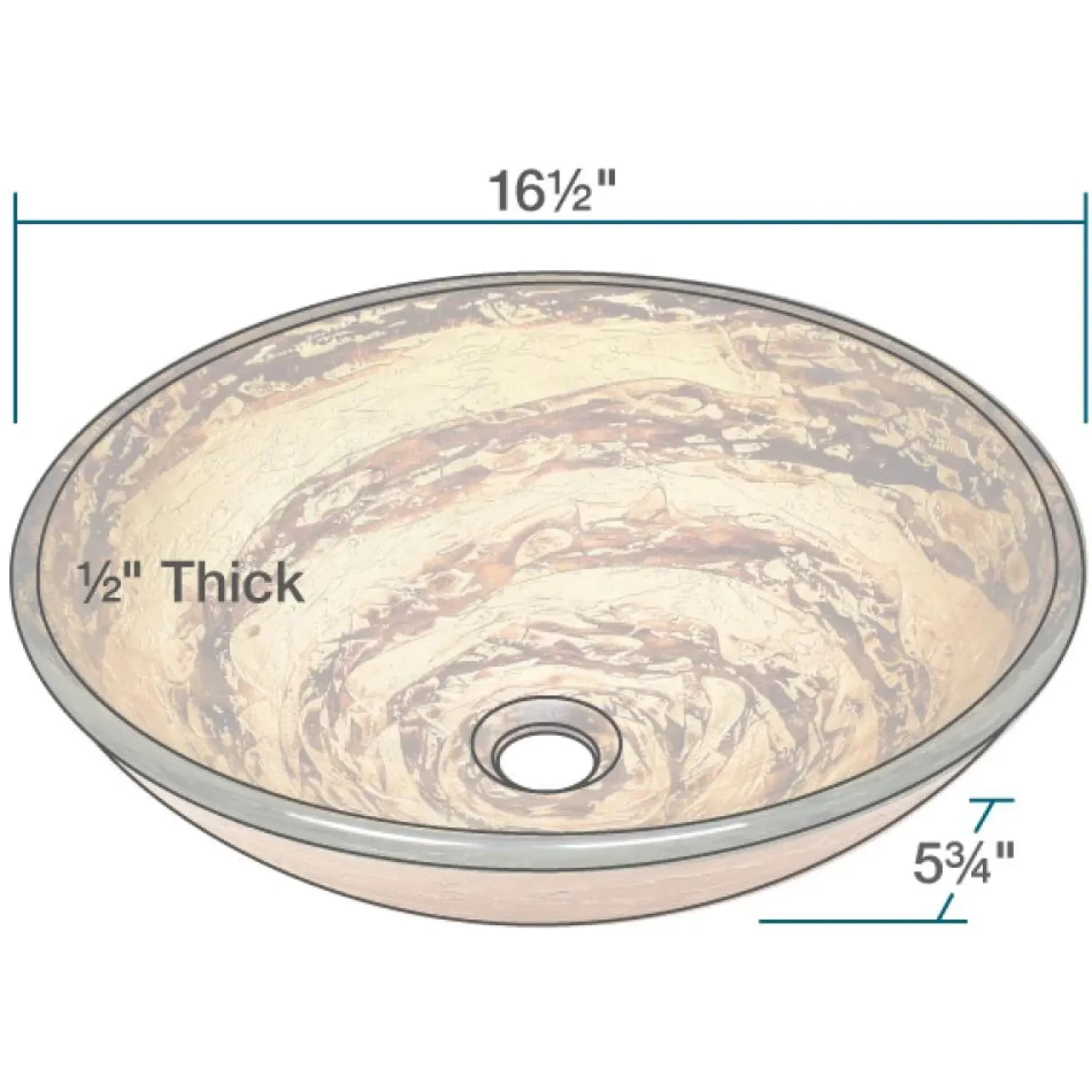 Rene 17" Round Glass Bathroom Sink, Golden and auburn, with Faucet, R5-5029-WF-C