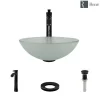 Rene 17" Round Glass Bathroom Sink, Frosted, with Faucet, R5-5002-R9-7006-ABR