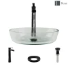 Rene 17" Round Glass Bathroom Sink, Crystal, with Faucet, R5-5024-R9-7007-ABR