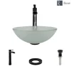 Rene 17" Round Glass Bathroom Sink, Frosted, with Faucet, R5-5002-R9-7007-ABR