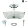 Rene 17" Round Glass Bathroom Sink, Crystal, with Faucet, R5-5024-WF-C