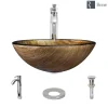 Rene 17" Round Glass Bathroom Sink, Bronze, with Faucet, R5-5030-R9-7006-C