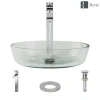 Rene 17" Round Glass Bathroom Sink, Crystal, with Faucet, R5-5024-R9-7003-C