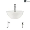 Rene 16" Round Porcelain Bathroom Sink, Biscuit, with Faucet, R2-5031-B-R9-7001-C