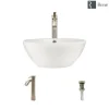 Rene 16" Round Porcelain Bathroom Sink, Biscuit, with Faucet, R2-5031-B-R9-7006-BN