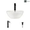 Rene 16" Round Porcelain Bathroom Sink, Biscuit, with Faucet, R2-5031-B-R9-7007-ABR