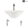 Rene 17" Round Porcelain Bathroom Sink, Biscuit, with Faucet, R2-5015-B-R9-7007-C