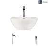Rene 16" Round Porcelain Bathroom Sink, Biscuit, with Faucet, R2-5031-B-R9-7007-C