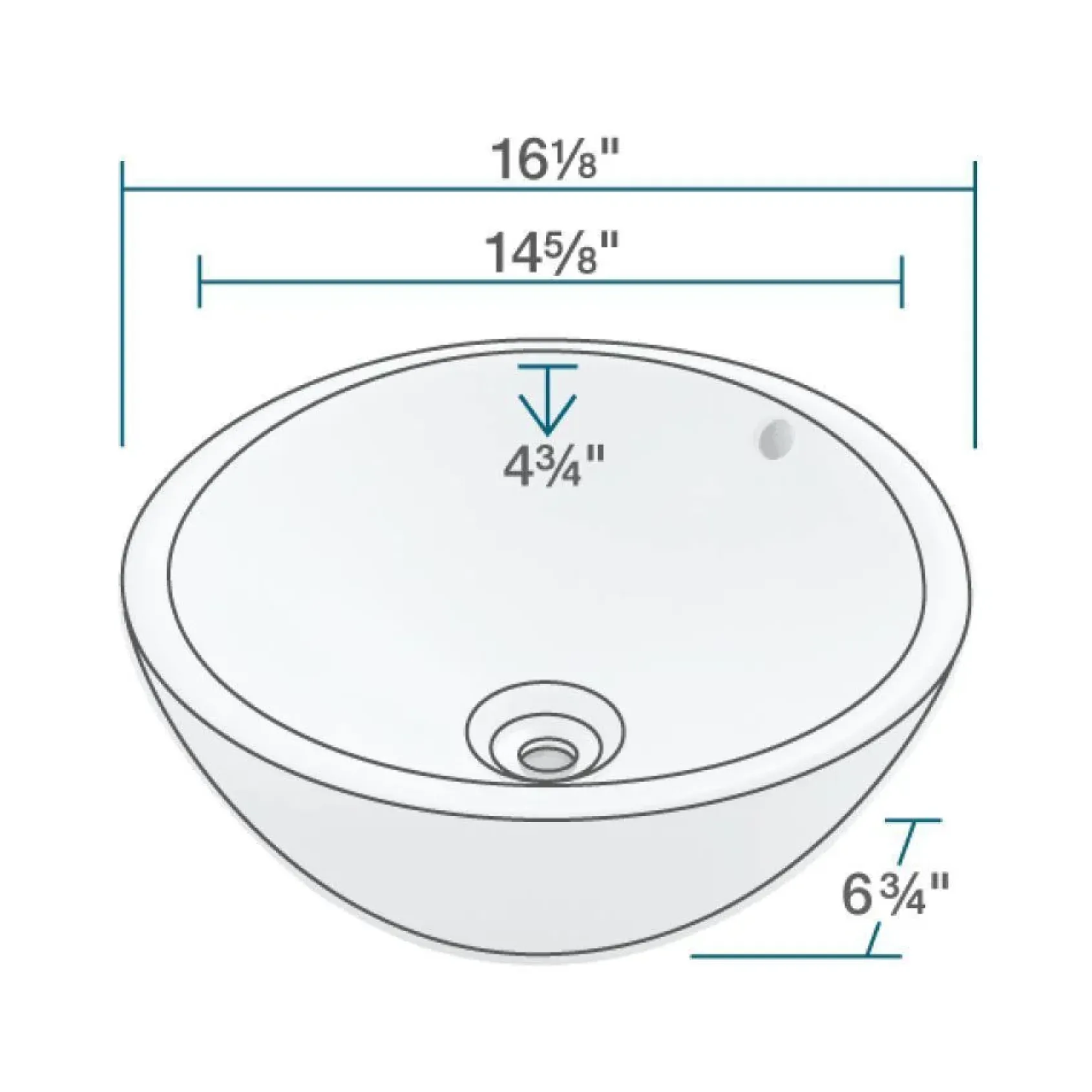 Rene 16" Round Porcelain Bathroom Sink, Biscuit, with Faucet, R2-5031-B-R9-7007-C