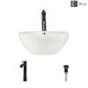Rene 16" Round Porcelain Bathroom Sink, Biscuit, with Faucet, R2-5031-B-R9-7006-ABR
