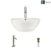 Rene 16" Round Porcelain Bathroom Sink, Biscuit, with Faucet, R2-5031-B-R9-7001-BN