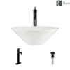Rene 17" Round Porcelain Bathroom Sink, Biscuit, with Faucet, R2-5015-B-R9-7001-ABR