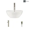 Rene 16" Round Porcelain Bathroom Sink, Biscuit, with Faucet, R2-5031-B-R9-7003-BN