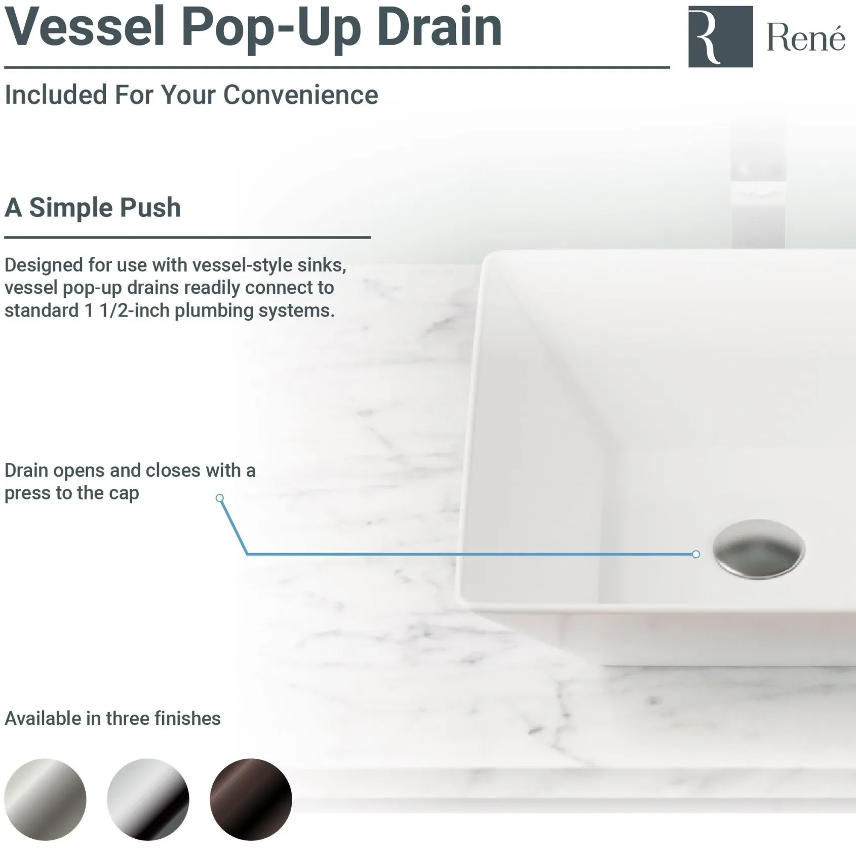 Rene 16" Round Porcelain Bathroom Sink, Biscuit, with Faucet, R2-5031-B-R9-7006-C