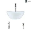 Rene 16" Round Porcelain Bathroom Sink, White, with Faucet, R2-5031-W-R9-7003-C