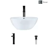 Rene 16" Round Porcelain Bathroom Sink, White, with Faucet, R2-5031-W-R9-7003-ABR