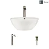 Rene 16" Round Porcelain Bathroom Sink, Biscuit, with Faucet, R2-5031-B-R9-7007-BN