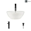 Rene 16" Round Porcelain Bathroom Sink, Biscuit, with Faucet, R2-5031-B-R9-7003-ABR