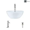 Rene 16" Round Porcelain Bathroom Sink, White, with Faucet, R2-5031-W-R9-7001-C