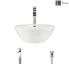 Rene 16" Round Porcelain Bathroom Sink, Biscuit, with Faucet, R2-5031-B-R9-7003-C