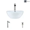 Rene 16" Round Porcelain Bathroom Sink, White, with Faucet, R2-5031-W-R9-7007-C