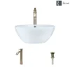 Rene 16" Round Porcelain Bathroom Sink, White, with Faucet, R2-5031-W-R9-7006-BN