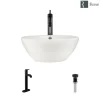 Rene 16" Round Porcelain Bathroom Sink, Biscuit, with Faucet, R2-5031-B-R9-7001-ABR