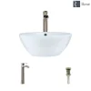 Rene 16" Round Porcelain Bathroom Sink, White, with Faucet, R2-5031-W-R9-7007-BN