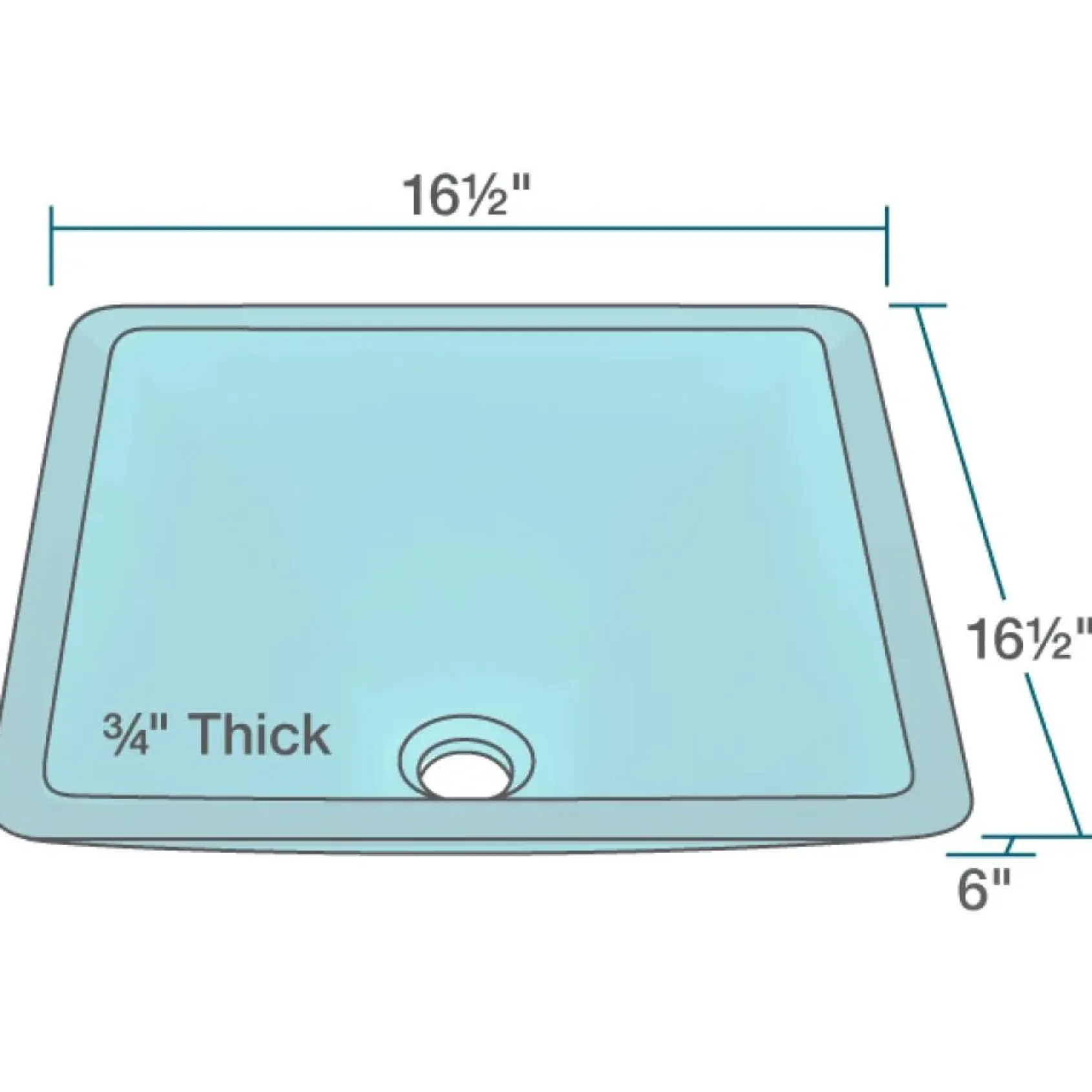 Rene 17" Square Glass Bathroom Sink, Cerulean, with Faucet, R5-5003-CER-R9-7007-C