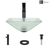 Rene 17" Square Glass Bathroom Sink, Textured, with Faucet, R5-5004-R9-7003-ABR