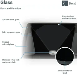 Rene 17" Square Glass Bathroom Sink, Noir, with Faucet, R5-5003-NOR-WF-ORB