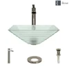 Rene 17" Square Glass Bathroom Sink, Textured, with Faucet, R5-5004-R9-7007-BN
