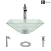 Rene 17" Square Glass Bathroom Sink, Textured, with Faucet, R5-5004-R9-7007-C