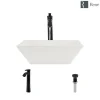Rene 16" Square Porcelain Bathroom Sink, Biscuit, with Faucet, R2-5010-B-R9-7006-ABR