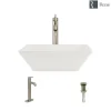 Rene 16" Square Porcelain Bathroom Sink, Biscuit, with Faucet, R2-5010-B-R9-7001-BN