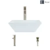 Rene 16" Square Porcelain Bathroom Sink, White, with Faucet, R2-5010-W-R9-7003-BN