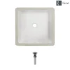 Rene 16" Square Porcelain Bathroom Sink, Biscuit, R2-1006-B-PUD-C