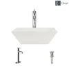 Rene 16" Square Porcelain Bathroom Sink, Biscuit, with Faucet, R2-5010-B-R9-7001-C