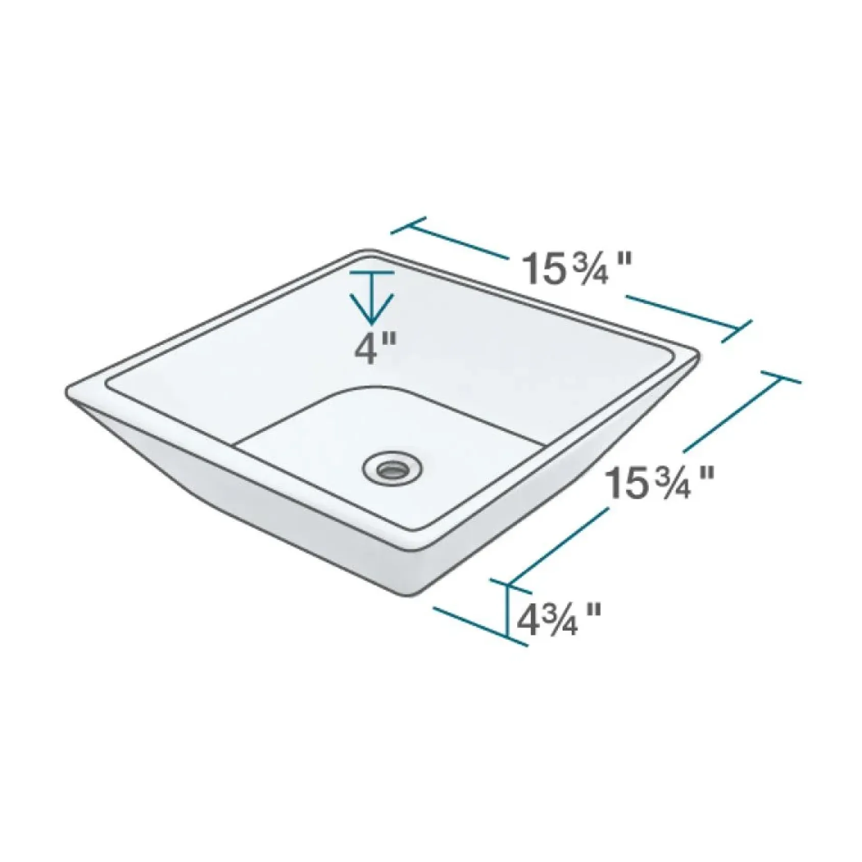 Rene 16" Square Porcelain Bathroom Sink, Biscuit, with Faucet, R2-5010-B-R9-7001-C